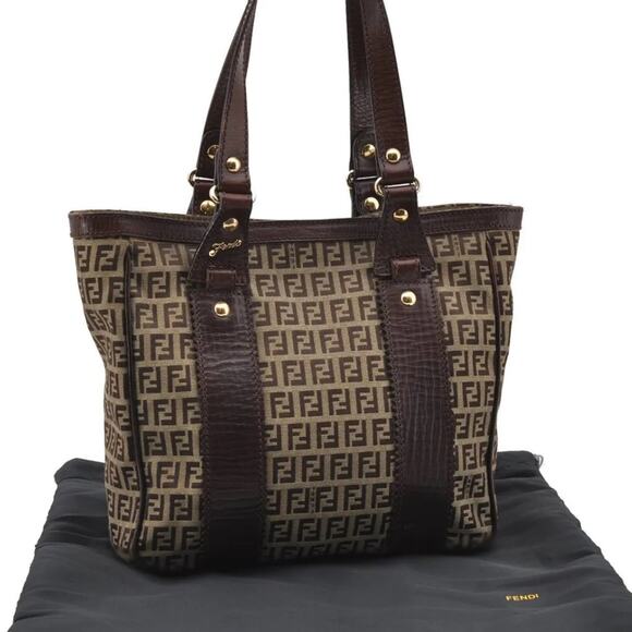 Fendi Handbags - AUTHENTIC FENDI ZUCCHINO LOGO CANVAS TOTE BAG & Dust Bag Good Preowned Condition